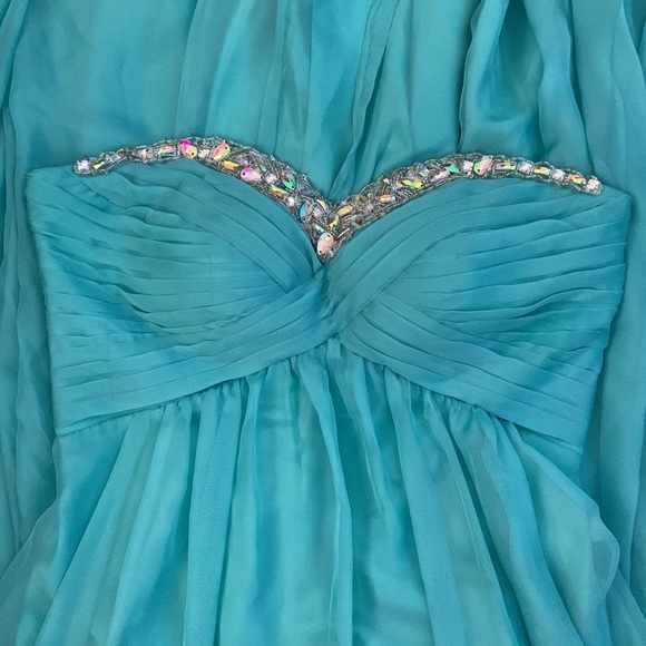NWT Cindy Aqua Strapless Formal Prom Dress - Picture 3 of 6